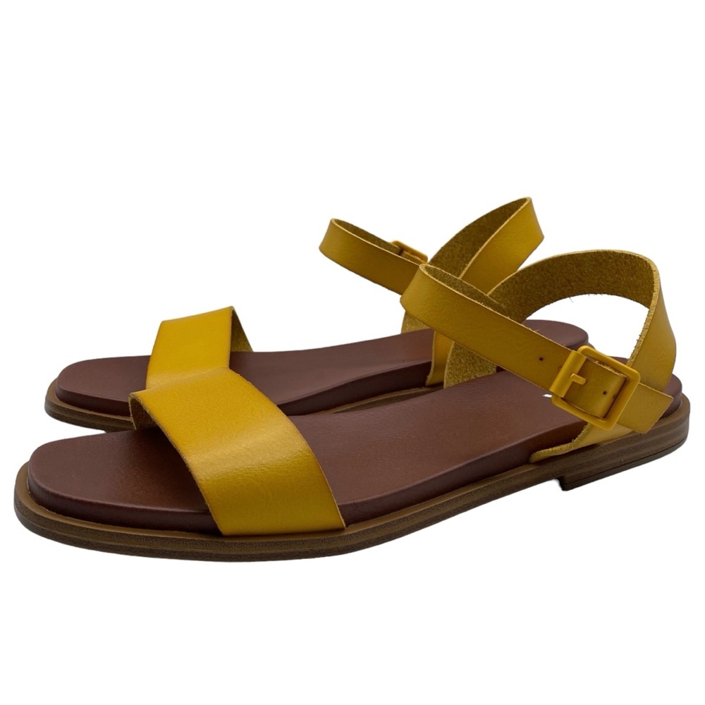 MIA Womens Shoes Tia Sandals Yellow Vegan Leather Strappy Flat Casual Colorful
